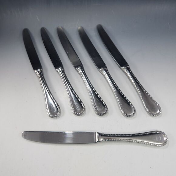 ONEIDA Set 6 Dinner Butter Knives BELMONT LYONS Pattern Stainless Flatware Knife - Picture 1 of 6